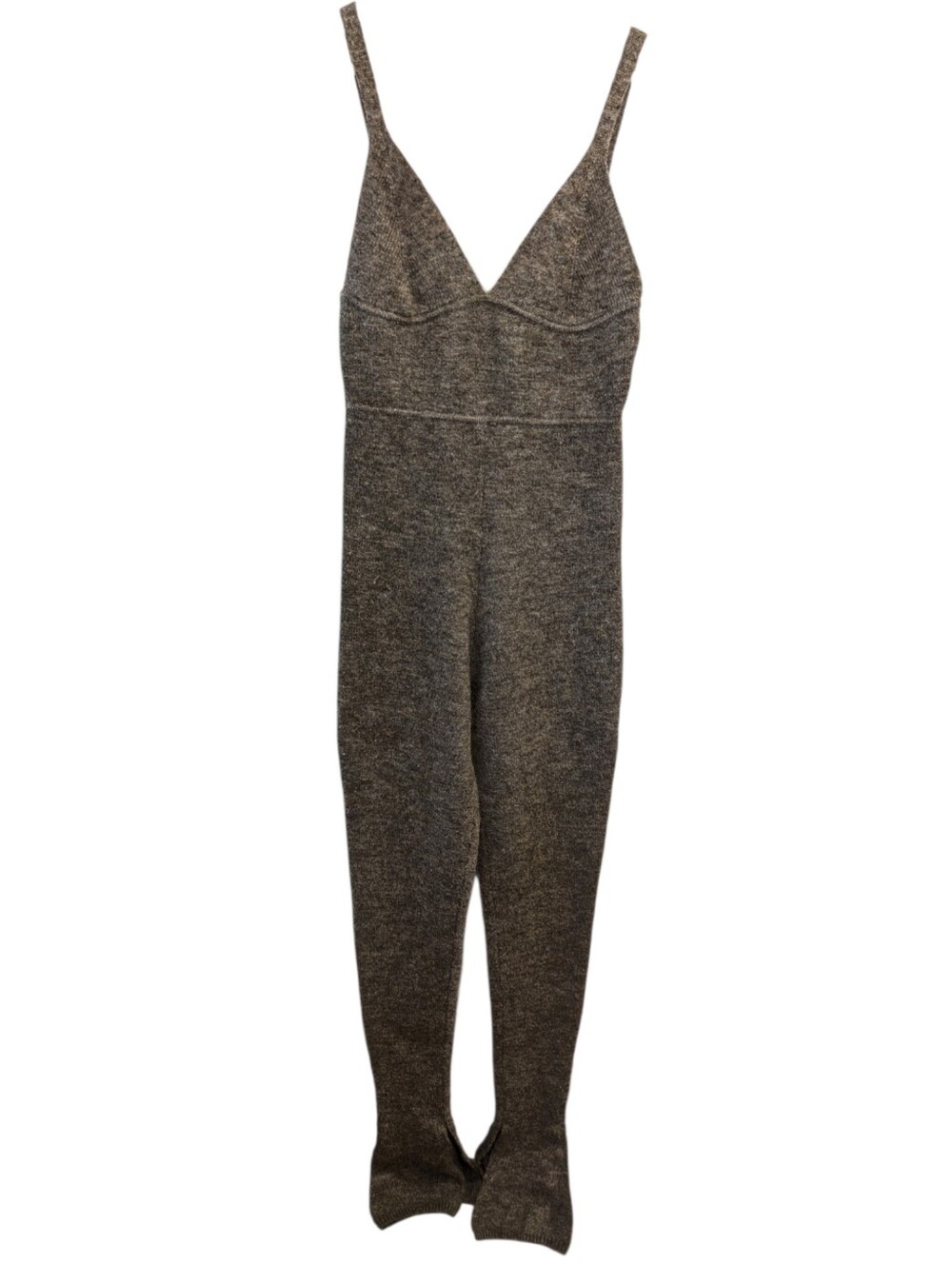 House of CB Heaven Loungewear Jumpsuit Medium Brown Marl Knit Spaghetti Strap